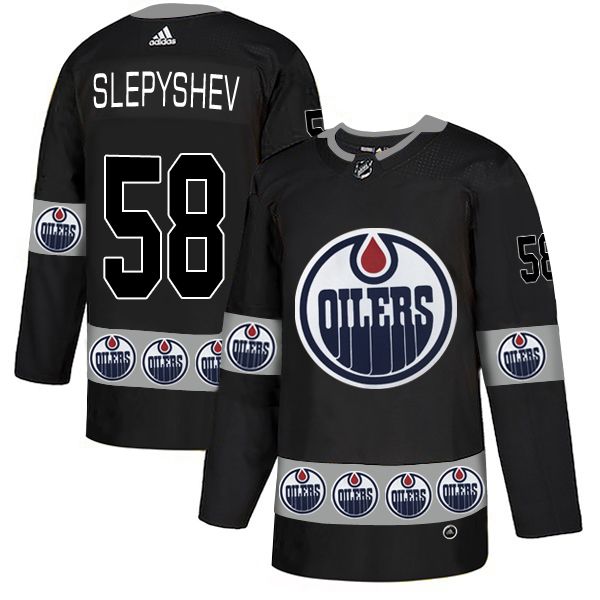 Men Edmonton Oilers #58 Slepyshev Black Adidas Fashion NHL Jersey->edmonton oilers->NHL Jersey